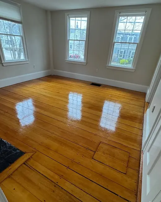 The same hardwood floor after cleaning by Katy Home Improvement